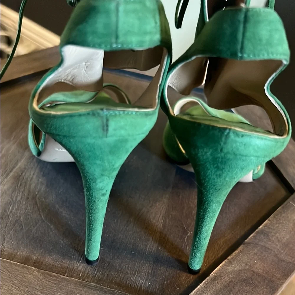 🛑 1 hour sale. Paul Andrew, Green suede heels, laces at ankles, size 37 - Picture 6 of 12